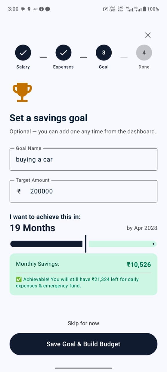 Setup step 3: set a savings goal