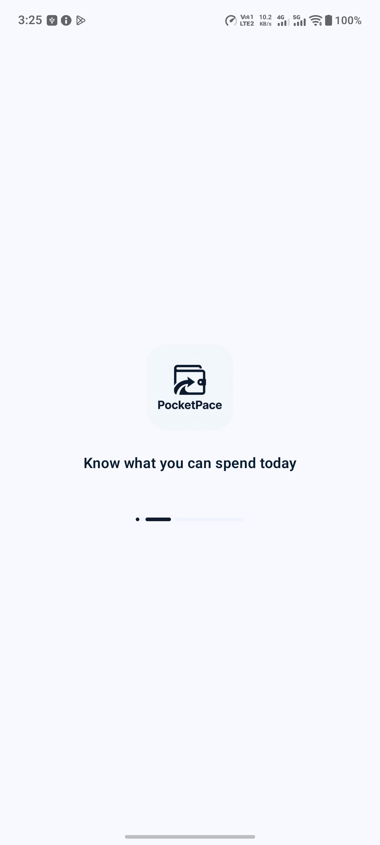 App launch screen with the Pocket Pace logo